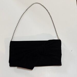 Elegant Black Clutch with Silver Chain